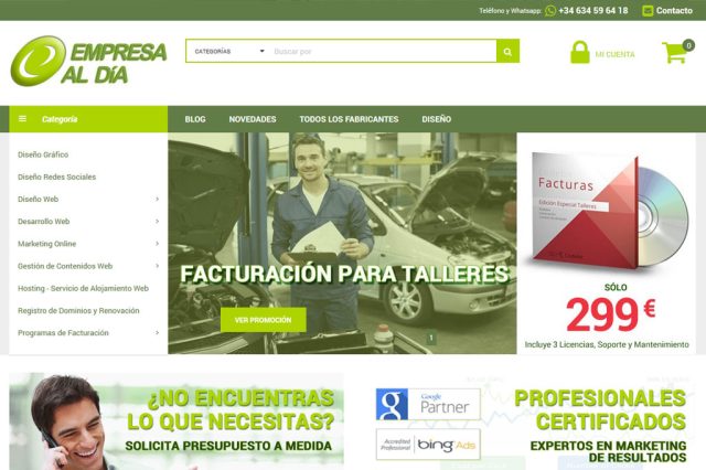 Diseño y programación de tienda online con gestor de CMS Prestashop 