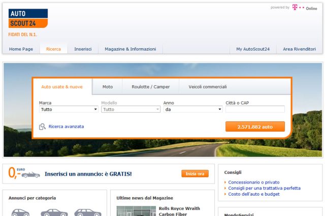Campaña SEM de marketing online PPC para Auto-scout Italia