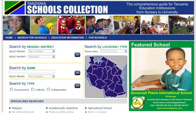 Diseño web y programación a medida del directorio de Tanzania School Collection
