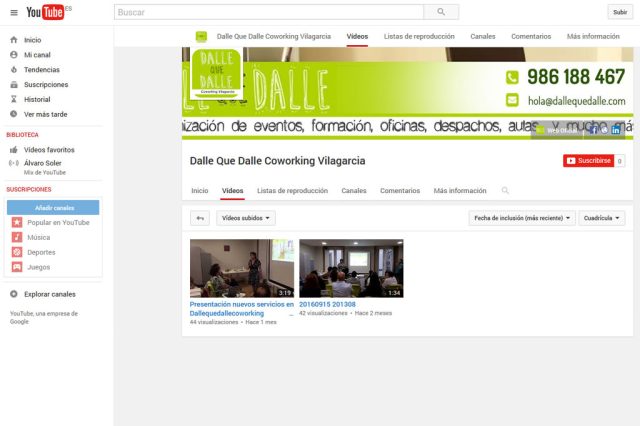Creación de un canal de youtube para promoción de eventos