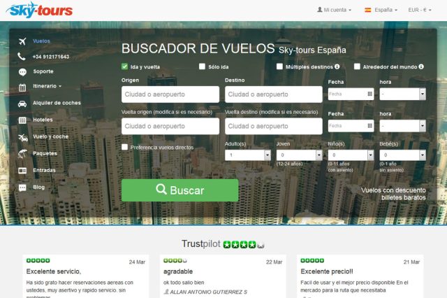 Campaña de publicidad online para captación de trafico y leads para Sky Tours