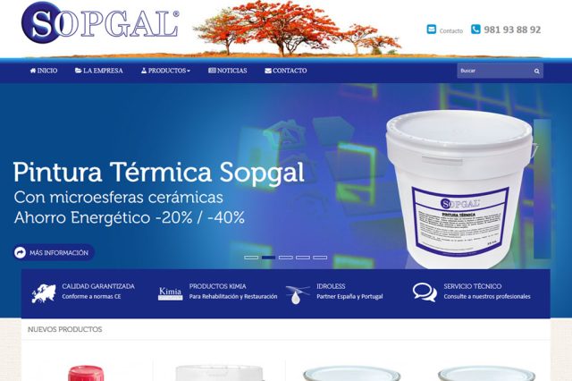 Diseño web y programación con gestor de cms de tienda online Sopgal