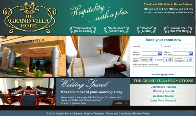 Programación y diseño web a medida para The Grand Villa Hotel