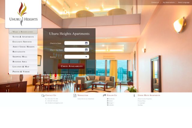 Diseño web y programación a medida de Uhuru Heights Apartments